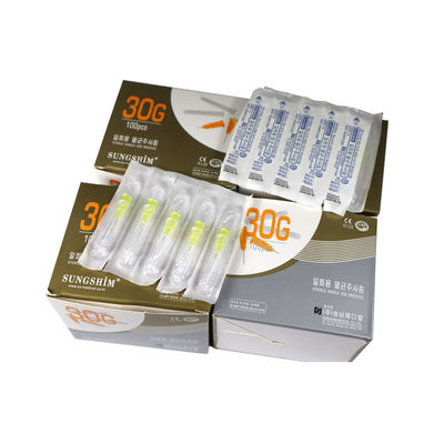 30G إبرة ميسو 4mm الطول 304 الفولاذ المقاوم للصدأ 100pcs / مربع لملء الجلد