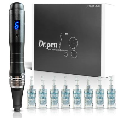 الدكتور قلم Ultima M8 المهنية Microneedling Dermapen USB قابلة لإعادة الشحن 5pcs 32Pin بطاقة غطاء إبرة