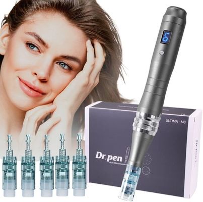 الدكتور قلم Ultima M8 المهنية Microneedling Dermapen USB قابلة لإعادة الشحن 5pcs 32Pin بطاقة غطاء إبرة
