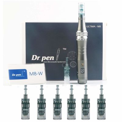الدكتور قلم Ultima M8 المهنية Microneedling Dermapen USB قابلة لإعادة الشحن 5pcs 32Pin بطاقة غطاء إبرة